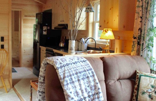 Saranac Lake Cabina | Cabaña romántica Adirondack con hermosas vistas al lago y la montaña