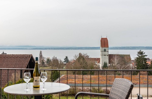 Hagnau Apartamento | Habitación 'Doppelzimmer Mit Balkon' con vistas al lago, balcón y Wi-Fi