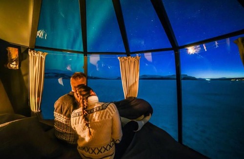 Jokkmokk Municipality Casa | Room in Lodge - Peace Quiet Hotel Floating Glass Room for 2 guests, experience northern lights