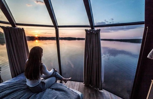 Jokkmokk Municipality Casa | Room in Lodge - Peace Quiet Hotel Floating Glass Room for 2 guests, experience northern lights
