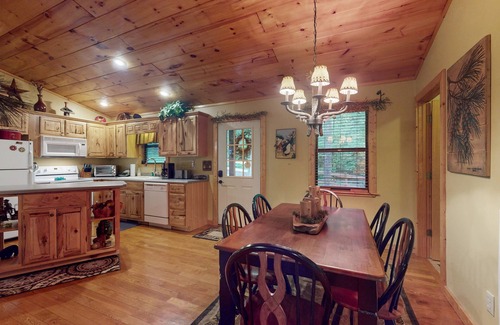 Hiawassee Cabina | Rustic charmer w/ mountain views, fireplace, grill, yard-Dogs Welcome