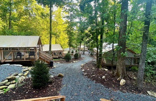 Saluda Alquiler De RV | Rustic Glamping Tent nestled in the beauty of the Green River Gamelands!