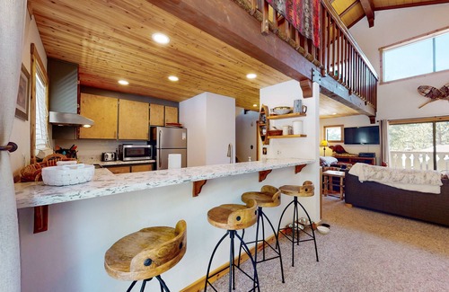 Tahoe Tyrol Casa | Rustic home with forest access, pool, hot tub, sauna, pool table, 2 fireplaces