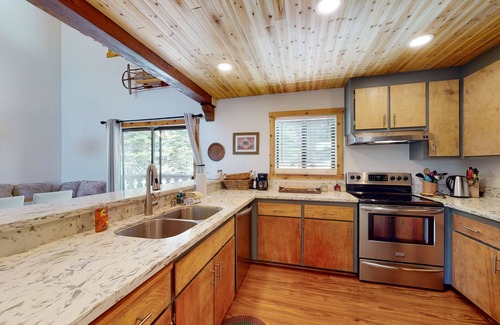 Tahoe Tyrol Casa | Rustic home with forest access, pool, hot tub, sauna, pool table, 2 fireplaces