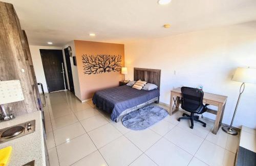 Ciudad López Mateos Apartamento | S05 SUITE DOBLE CAMA MATRIMONIAL Premium Frente al TEC CEM con Cocineta WiFi Balcón Parking Terraza