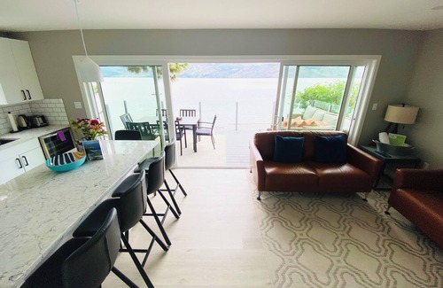 Central Okanagan Cabina | Seclusion Bay, Luxury Lakeside Cabin 9. Stunning beachfront on Okanagan Lake.