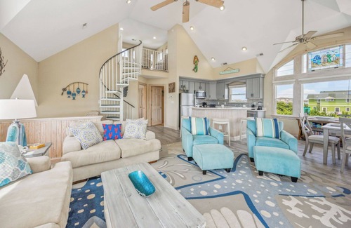 Wind Over Waves Casa | Soundside Dog Friendly Home w/ Pool, Hot Tub, Game Room, Tiki Bar, Public Dock