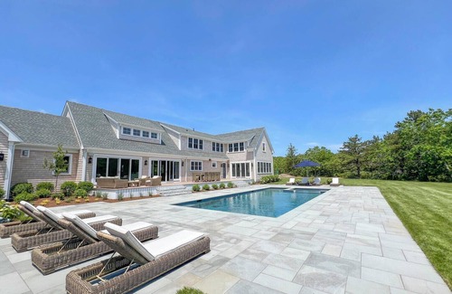 West Tisbury Casa | Spacious 5-Bedroom New House w/ Pool, Spa, Access to Tennis & Deep Bottom Pond