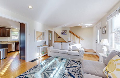 Mashpee Casa | Spacious home close to Peters Pond Beach with porch, AC, W/D, & water view