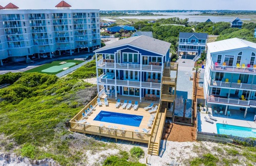 Sneads Ferry Casa | Spectacular 9 Bedroom Luxury Oceanfront sleeps 40 Heated Pool* + Hot Tub*!!