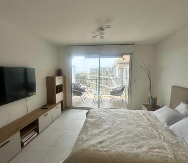 Saint-Laurent-du-Var Apartamento | Studio en bord de mer avec piscine sur le toit