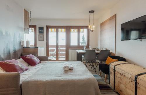 Randogne Apartamento | Studio rénové avec vue imprenable sur les Alpes