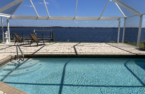 Caloosahatchee Casa | Stunning open water view 3 bedroom house, pool, private dock