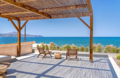 Kalyves Villa | Stunning Seafront Crete Villa | Villa Evander | Private Heated Pool | Panoramic Sea Views | Outdoor Dining Area & BBQ | 3 Bedrooms | Kalyves