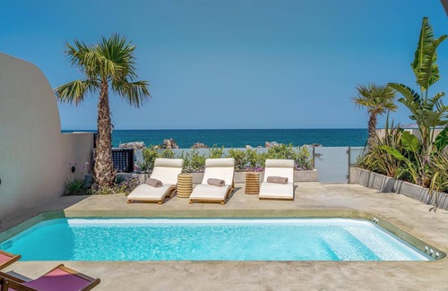 Kalyves Villa | Stunning Seafront Crete Villa | Villa Evander | Private Heated Pool | Panoramic Sea Views | Outdoor Dining Area & BBQ | 3 Bedrooms | Kalyves