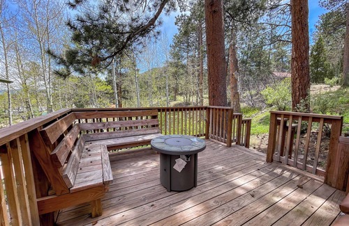 Estes Park Cabaña | SunBright Cottage: Fireplace, A/C, Jacuzzi, Private Deck, King Bed