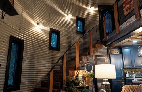 Lincolnton Casa | The Cedar St Silo- Sleeps 4 w/ Fireplace & Hot Tub. Walk to Downtown Lincolnton