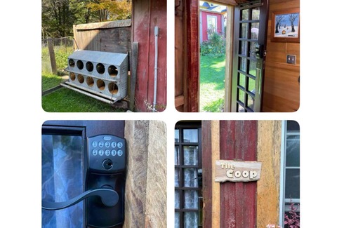 Trumansburg Cabina | The Coop at CrowNestFarm! Communal Rec Room-Bathroom-Kitchenette