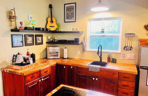 Walnut Springs Casa | THE GREENROOM, FUNKY music themed tiny home, walking distance to downtown!