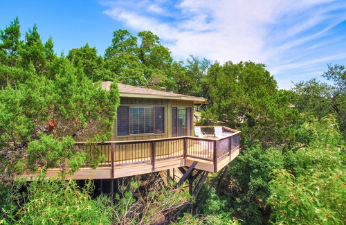 Lakeway Villa | La casa del árbol en el lago Travis, gran vista