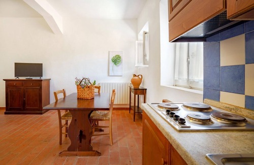 Pian dei Mucini Apartamento | Three-room apartment on the ground or first floor in rustic style of approximately 40 m2 furnished in a simple but functional way and located in the village in a large park.It is composed of a living room with sofa and flat-screen television, kitchenette