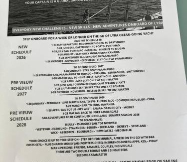 Municipality of Hoorn Alquiler De Eote | Till Mai great fun Winter Sailing with your friends or stay only in cosy oceangoing yacht From 9 Mai 2026 Lyra is on the go to Suriname See schedule incl B&B max 4 individuals