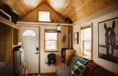Meeker Casa | Tiny Home built by Rocky Mountain Tiny Homes in Durango, Colorado. It contains a Queen bed in a loft with stairs. Sleeps: 2 Pets: Max 2 Please note, this home does have a sleeping area in a loft. If you require an accommodation with more accessibilit