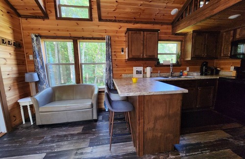 Mill Spring Casa | Tiny home on the creek, screened in porch, full kitchen, private firepit, sleeps 8