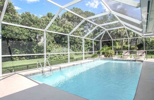 Coquina Sands Casa | Proyectado en Lanai con piscina climatizada y comedor-2 bloques hasta el hotel Naples Beach / Golfo de México-Coquina Sands