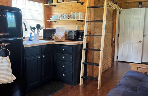 Cassville Apartamento | Tranquil Retreat: Charming Pet-Friendly Tiny House Cabin Amidst Natures Beauty.