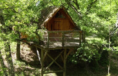 Sigonce Cabina | Casa del árbol-Baño con ducha-Cabane dans l'arbre