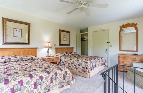 Beech Mountain Hotel | Two Level Condo Spiral Staircase, Kitchen, Living Room