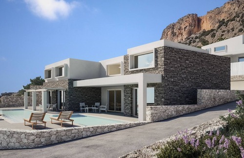 Koutsounari Apartamento | Apartamentos privados Villa Daniela con piscina y vista al mar