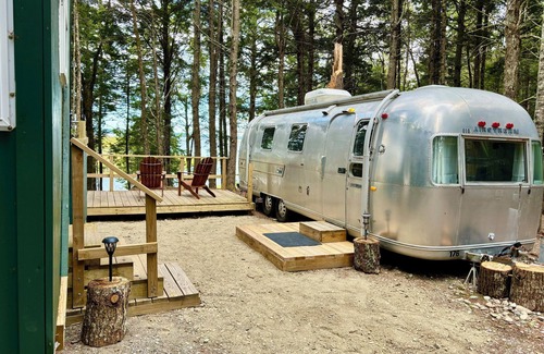 Mariaville Cabina | Vintage Downeast Airstream + Tiny House A-Frame Cabin near Acadia, Fabulous View