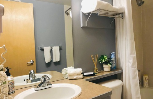 Canmore Condominio | Warm & Cozy 1BR & BA Small Hotel Room in Canmore; Free UG Parking & Gym & AC