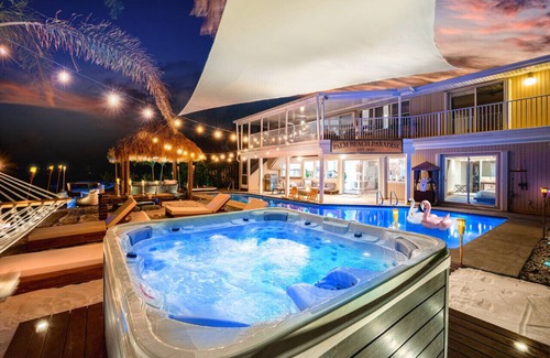 Florida North Atlantic Coast Villa | Waterfront w/ Beach Htd Pool Cinema Game Room Tiki