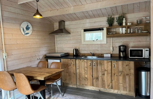 Ruinen Chalet De Esquí | Chalet de madera con microondas, en un parque de vacaciones cerca de tres parques nacionales