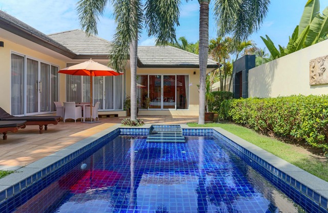 Villa de vacaciones de 2 dormitorios, piscina privada a 50 metros de la playa, WIFI gratuito