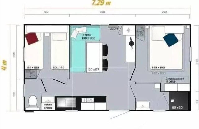 Camping Lou Payou ** - Casa móvil Super Mercure familiares 6 personas