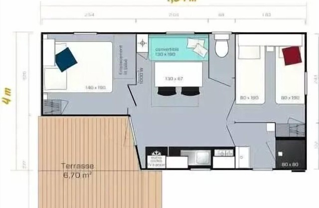 Bifolia Camping Lou Payou ** - MH 4/6p Loggia compact 6 people