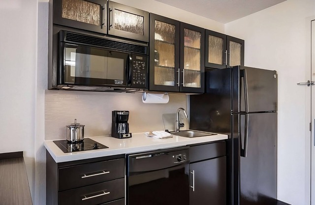 Time to Relax in your Hotel Suite! Kitchen & Living Room! Chicago just an hour away!