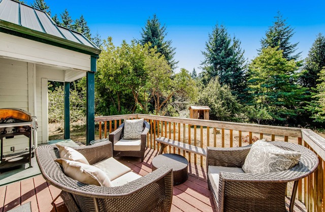 Darling Cottage in the Trees w/ Free WiFi, Full Kitchen, Wood Stove, & Gas Grill