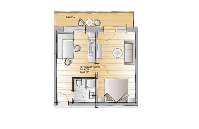 Apartamento para 2-4 personas con balcón.