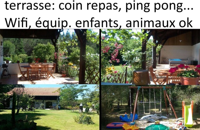 Casa 3 *, océano 35 mn, lago 20 mn, jardín cerrado, terraza cubierta