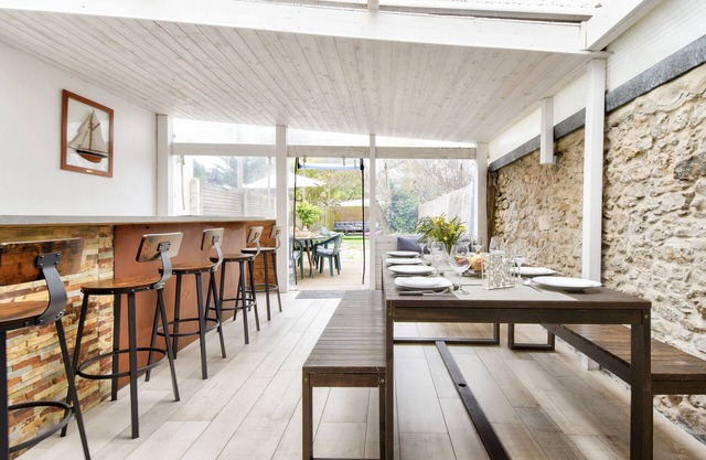 Casa con jardín para 8 a 550m de la playa