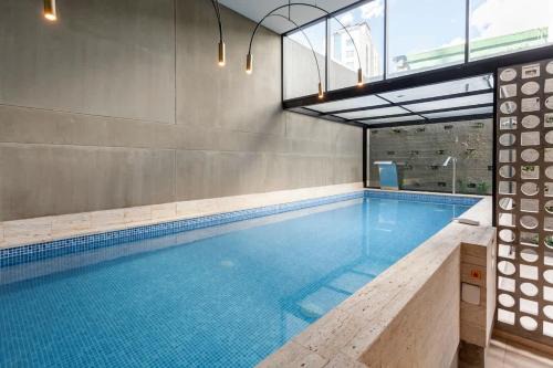 Luxury ultramodern in club house building with poolspa