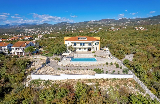 Luxury villa Ostro with infinity pool, sea view and Krk bridge view