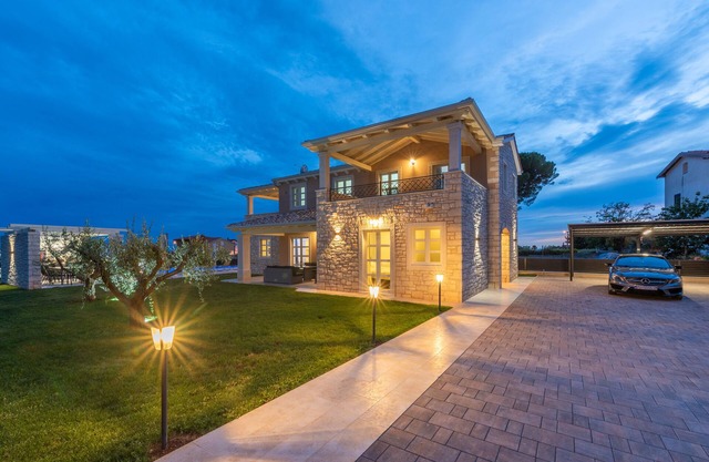 New stone villa with a pool