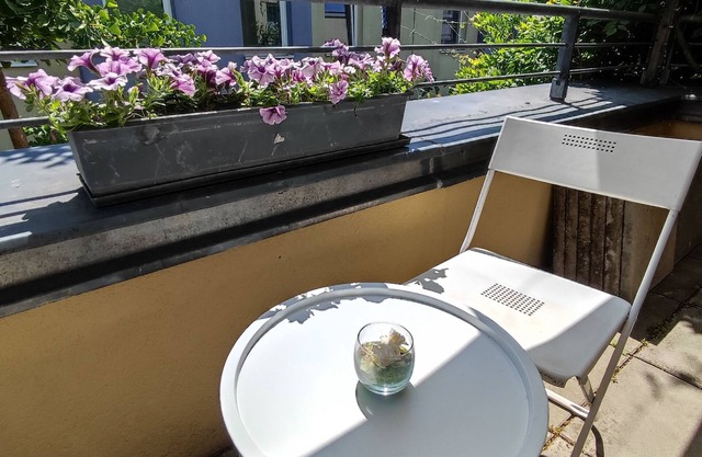 Apartamento con una gran terraza, parcialmente cubierta.