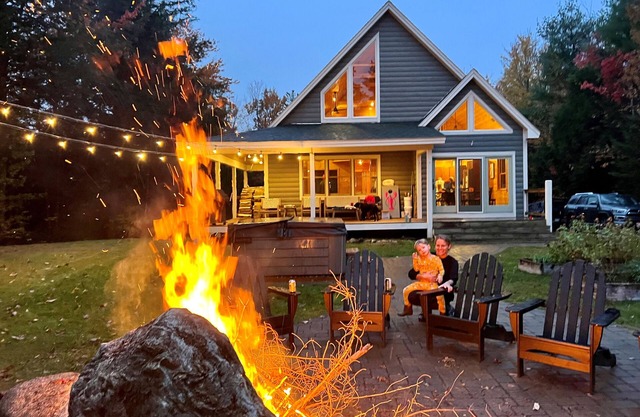 Large chalet, hot tub, fire pit, grill, ping pong. Ski, bike, hike out the door!
